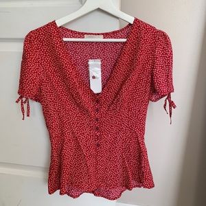 👽Urban Outifitters💟Button Down Tie-Sleeve Blouse
